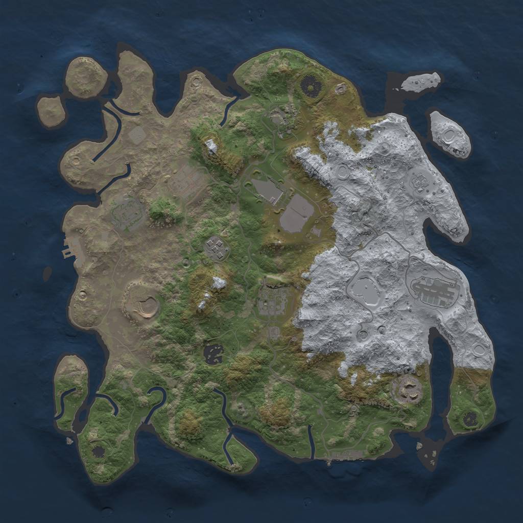 Rust Map: Procedural Map, Size: 3700, Seed: 191604323, 19 Monuments