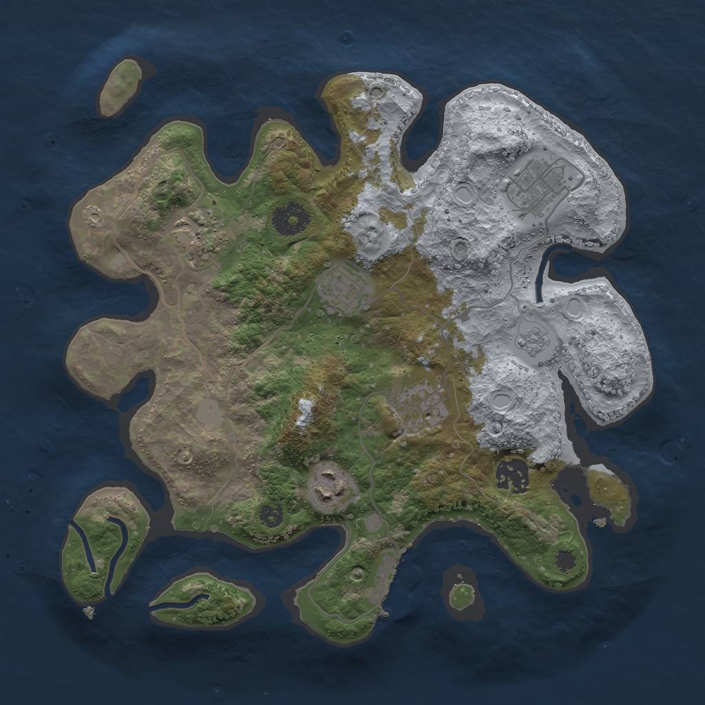 Rust Map: Procedural Map, Size: 3000, Seed: 1480264950, 13 Monuments