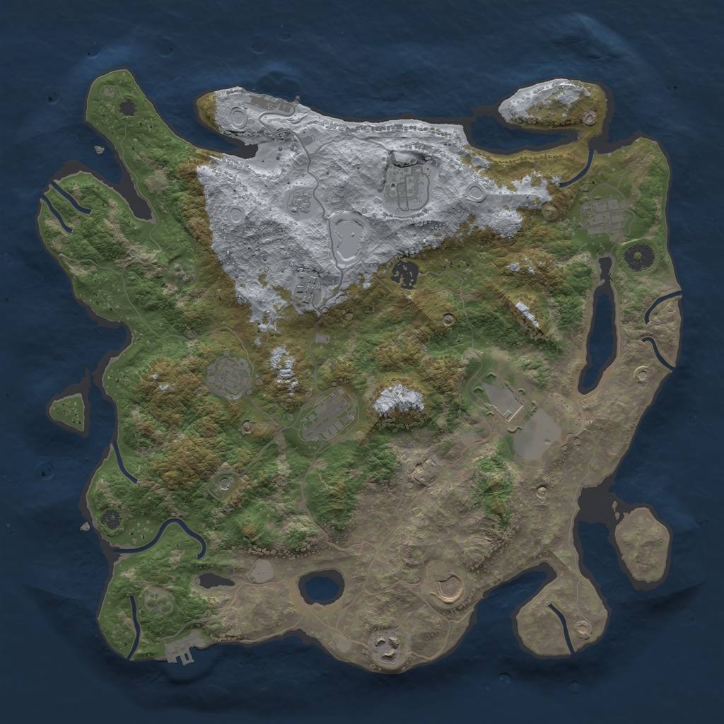 Rust Map: Procedural Map, Size: 3900, Seed: 976, 18 Monuments
