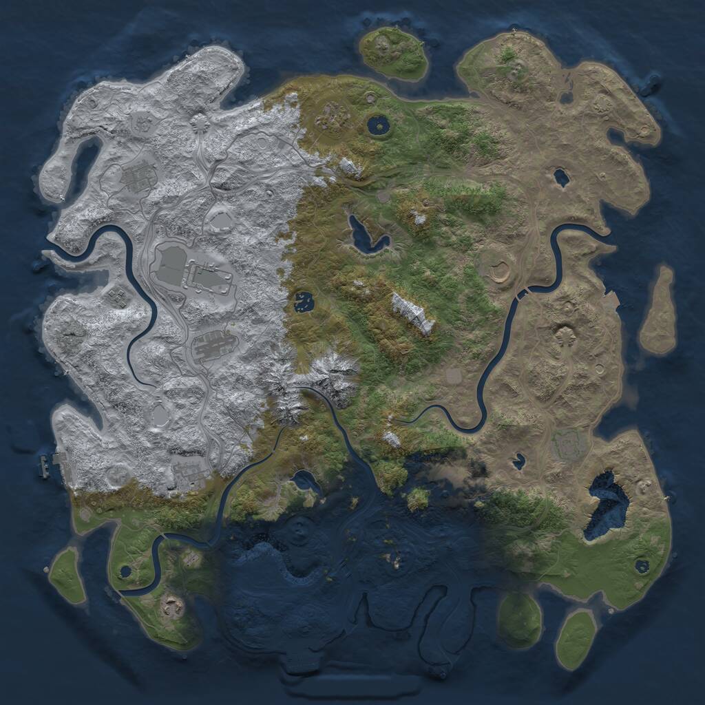 Rust Map: Procedural Map, Size: 5000, Seed: 917887255, 17 Monuments