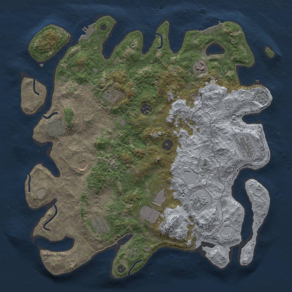 Rust Map: Procedural Map, Size: 4000, Seed: 908991787, 19 Monuments