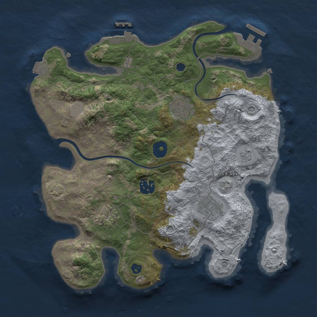 Rust Map: Procedural Map, Size: 3000, Seed: 652352557, 10 Monuments