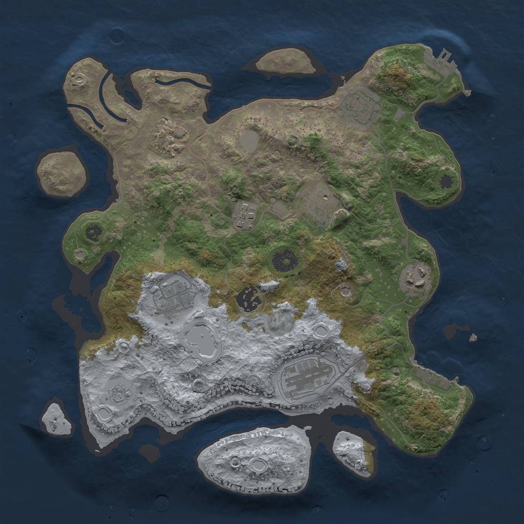 Rust Map: Procedural Map, Size: 3250, Seed: 1075211144, 17 Monuments