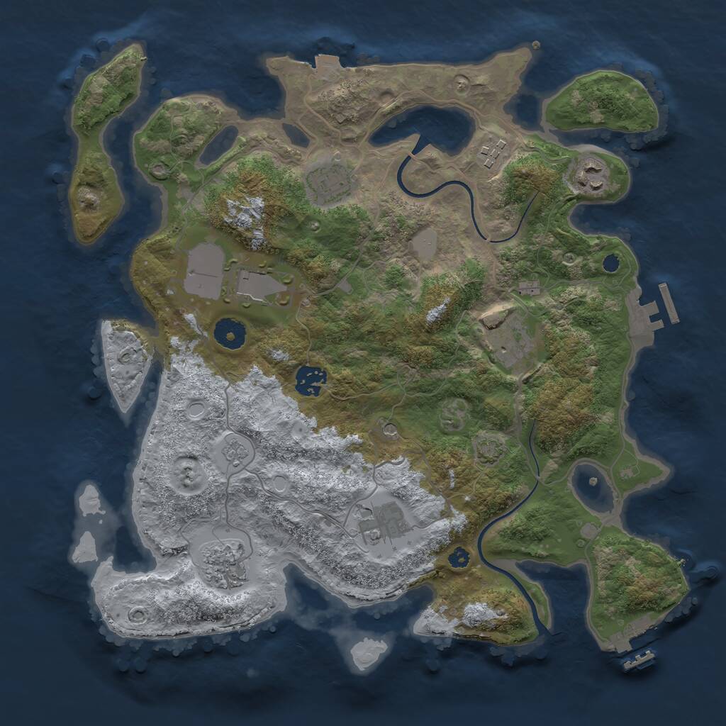 Rust Map: Procedural Map, Size: 3500, Seed: 735457710, 14 Monuments
