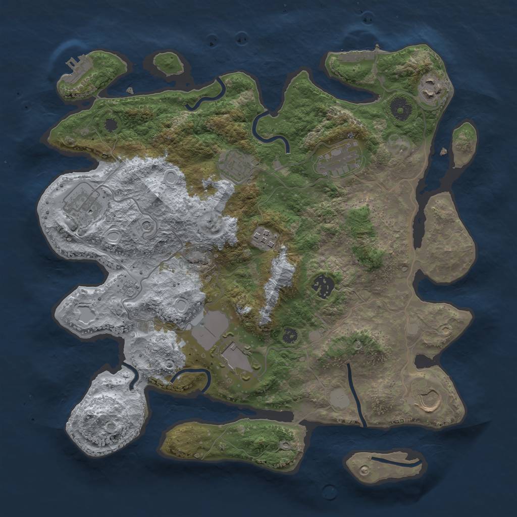 Rust Map: Procedural Map, Size: 3500, Seed: 1215419394, 17 Monuments