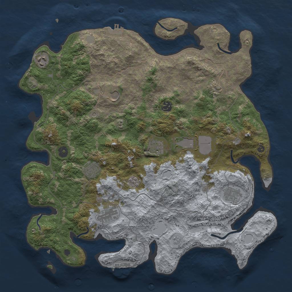 Rust Map: Procedural Map, Size: 4096, Seed: 1202660145, 19 Monuments