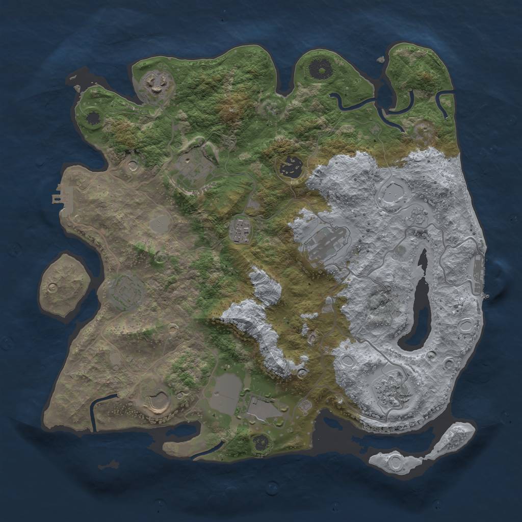 Rust Map: Procedural Map, Size: 3500, Seed: 1099950940, 18 Monuments
