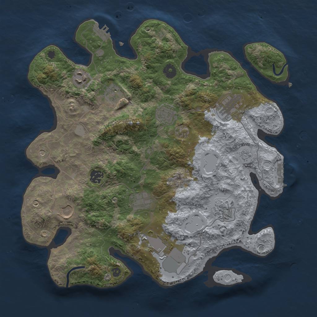Rust Map: Procedural Map, Size: 3500, Seed: 4829275, 18 Monuments