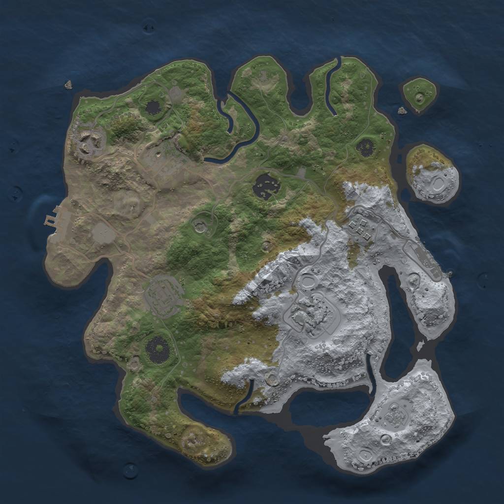 Rust Map: Procedural Map, Size: 3000, Seed: 242569420, 15 Monuments