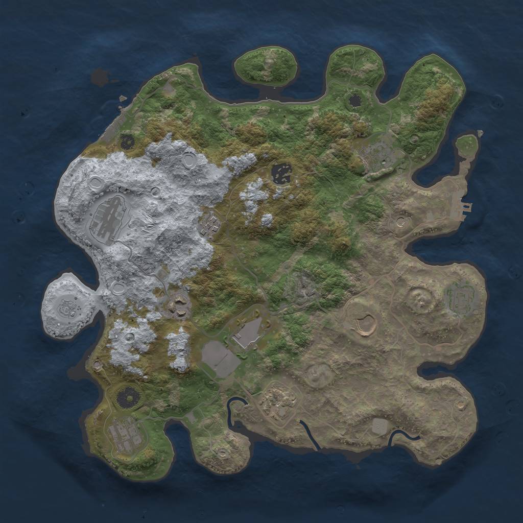 Rust Map: Procedural Map, Size: 3600, Seed: 203380839, 19 Monuments