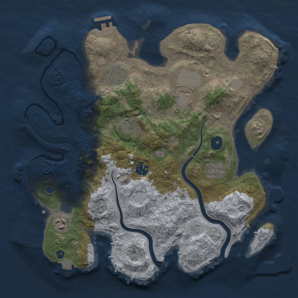 Rust Map: Procedural Map, Size: 3500, Seed: 7458765, 13 Monuments