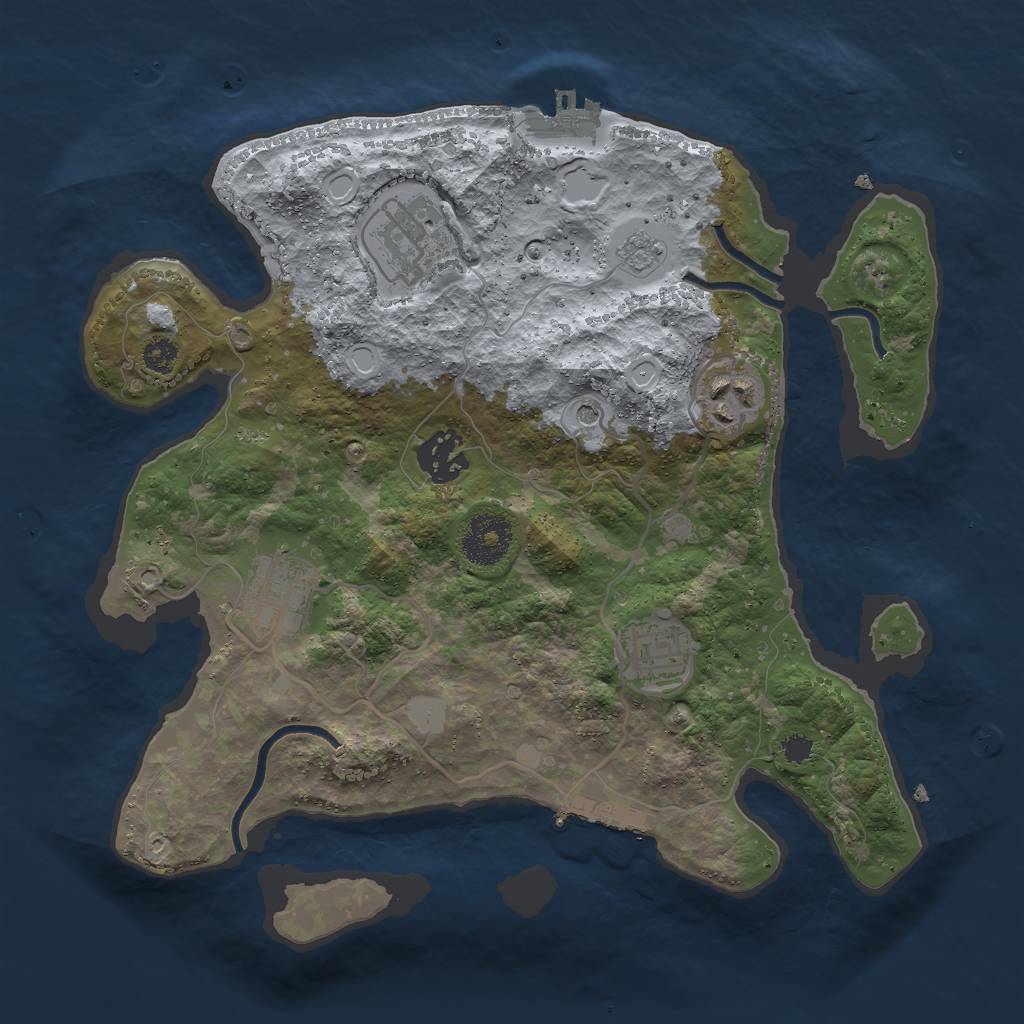 Rust Map: Procedural Map, Size: 3000, Seed: 8779, 12 Monuments