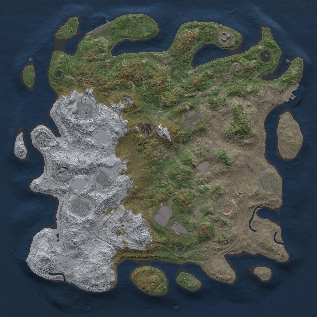 Rust Map: Procedural Map, Size: 4250, Seed: 2093386475, 19 Monuments