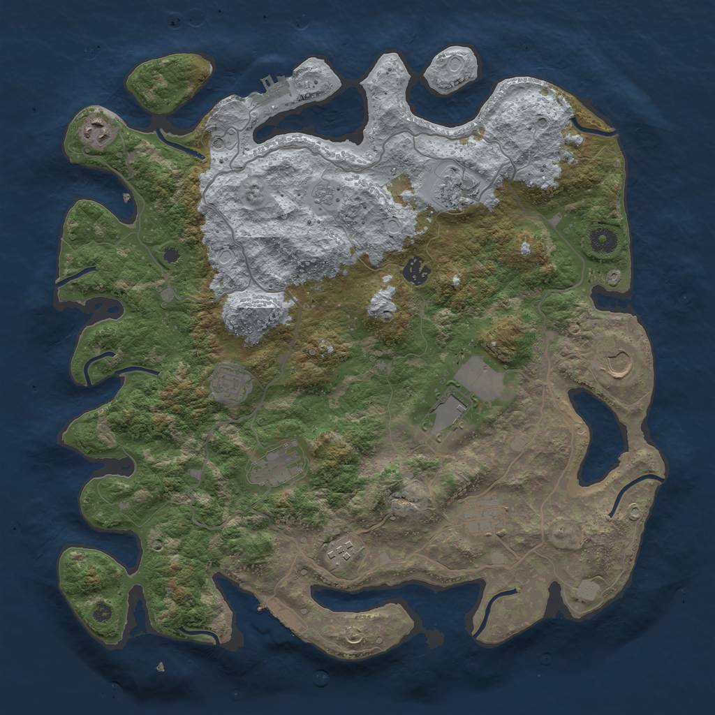 Rust Map: Procedural Map, Size: 4000, Seed: 227046, 18 Monuments