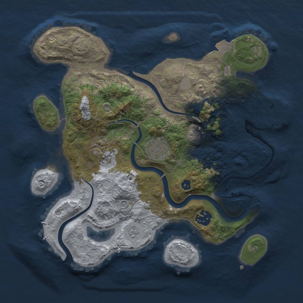 Rust Map: Procedural Map, Size: 3000, Seed: 77756, 9 Monuments