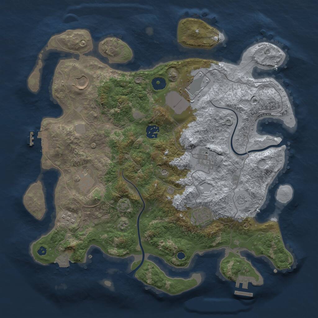 Rust Map: Procedural Map, Size: 3500, Seed: 2137971297, 13 Monuments