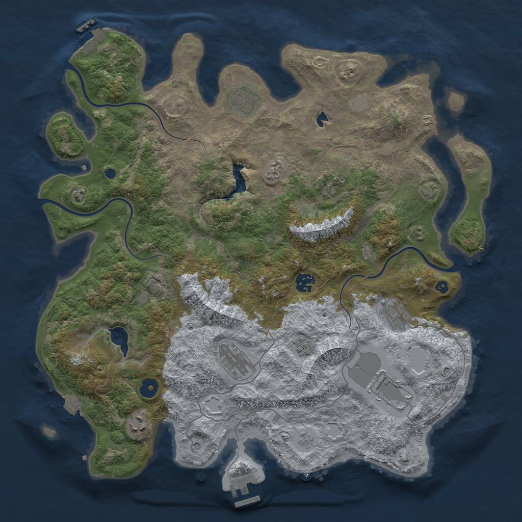 Rust Map: Procedural Map, Size: 4096, Seed: 50000, 14 Monuments