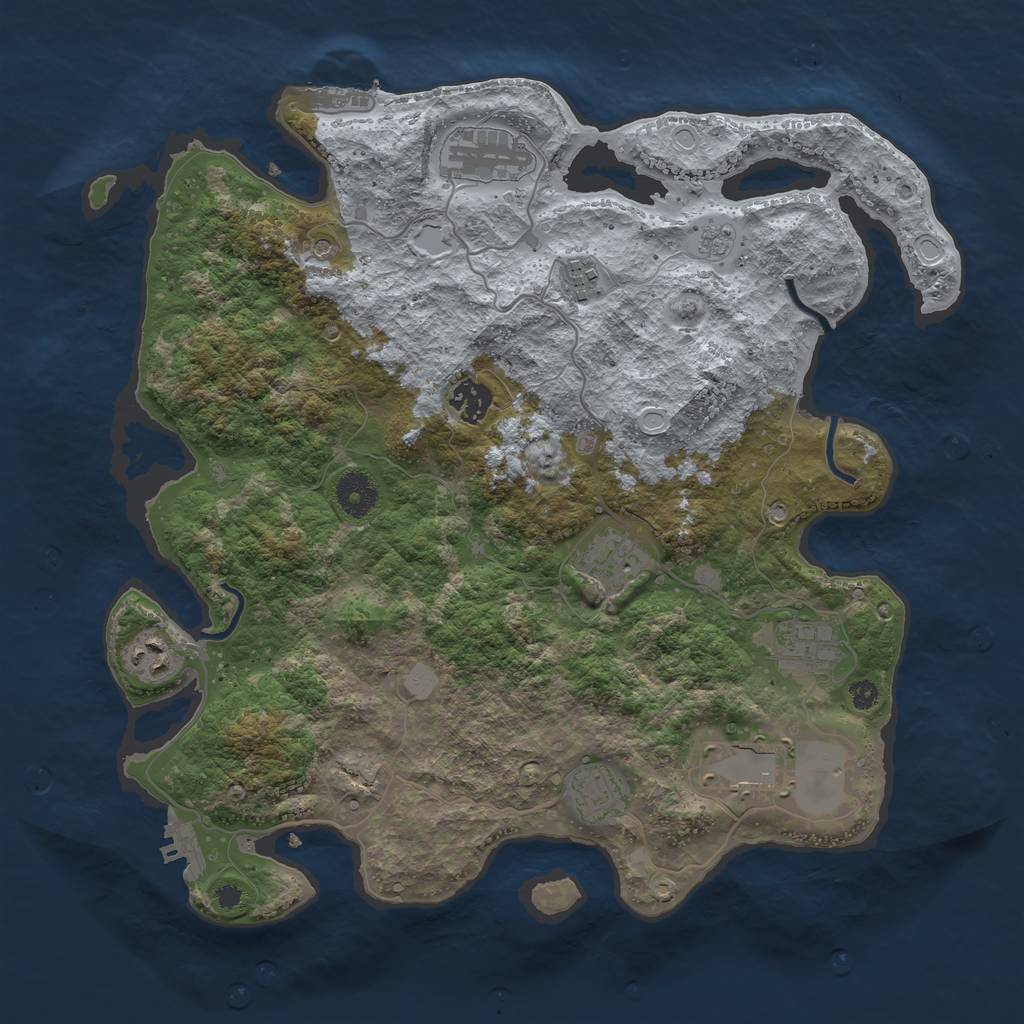 Rust Map: Procedural Map, Size: 3700, Seed: 1722593912, 17 Monuments