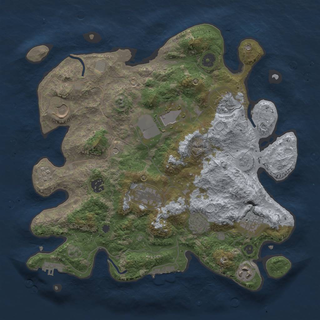 Rust Map: Procedural Map, Size: 3500, Seed: 20598575, 18 Monuments