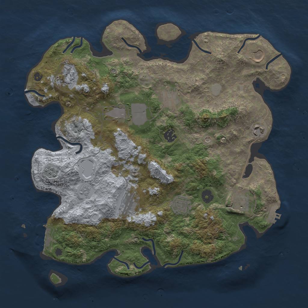 Rust Map: Procedural Map, Size: 3700, Seed: 238043212, 19 Monuments