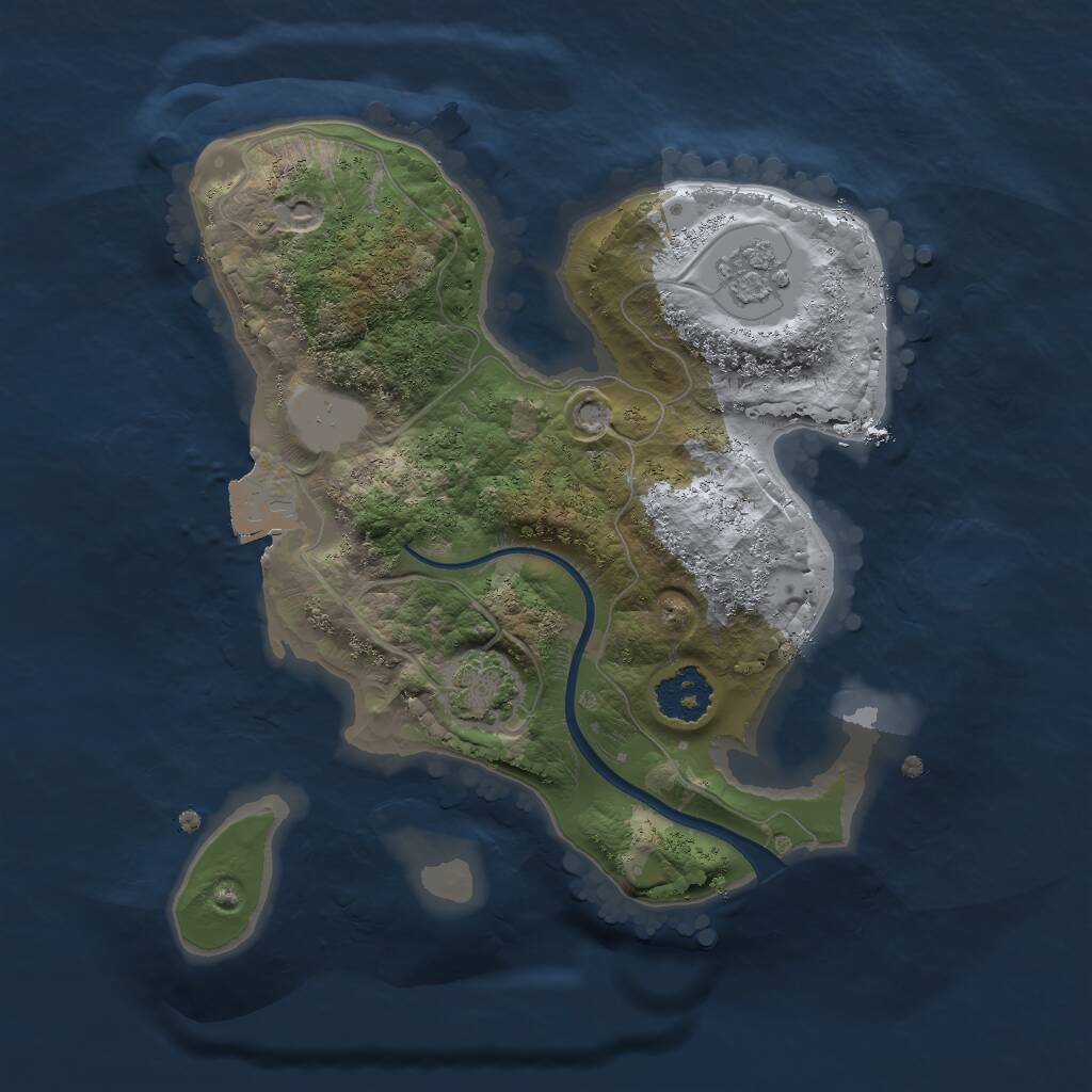 Rust Map: Procedural Map, Size: 2000, Seed: 1393300243, 3 Monuments