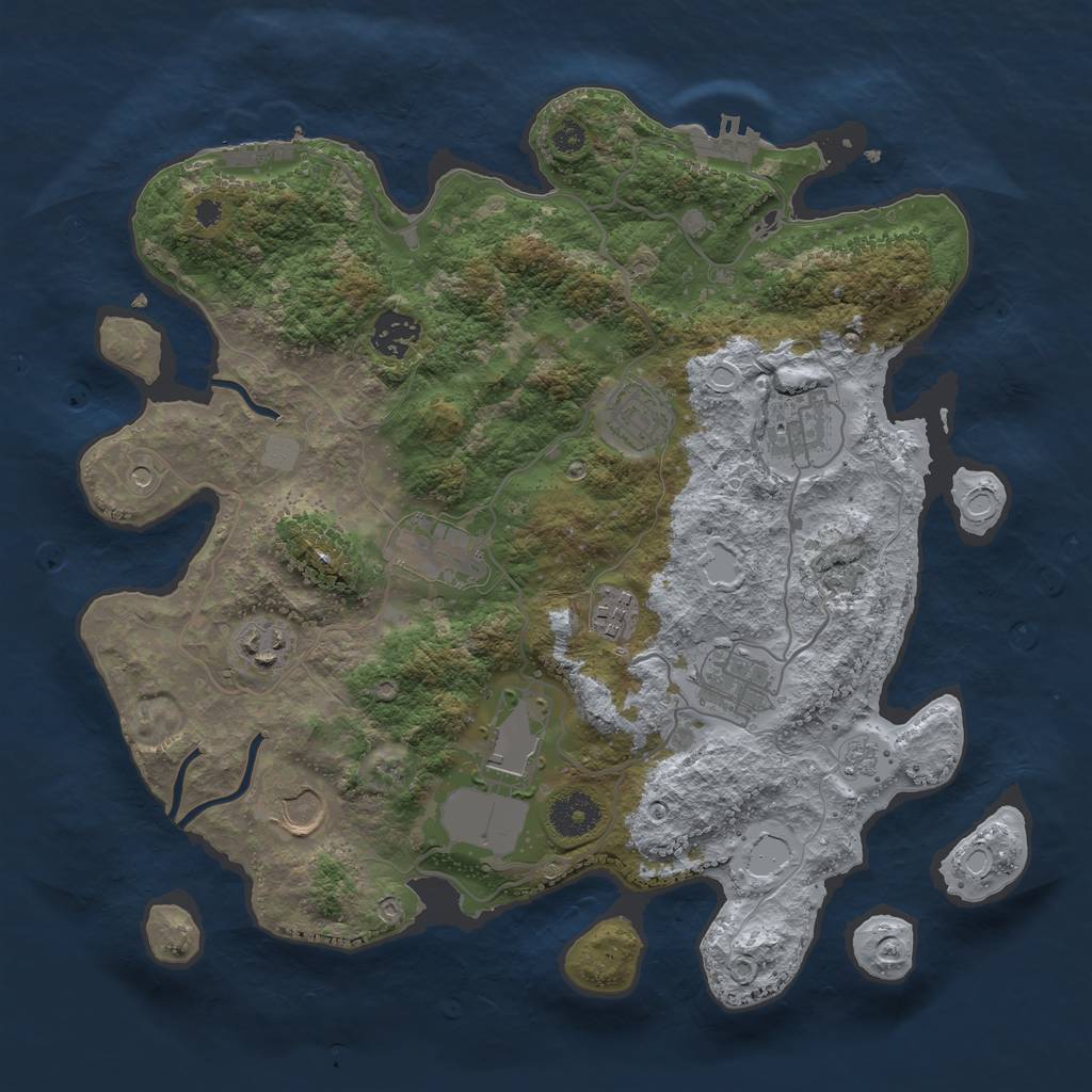 Rust Map: Procedural Map, Size: 3500, Seed: 151, 18 Monuments