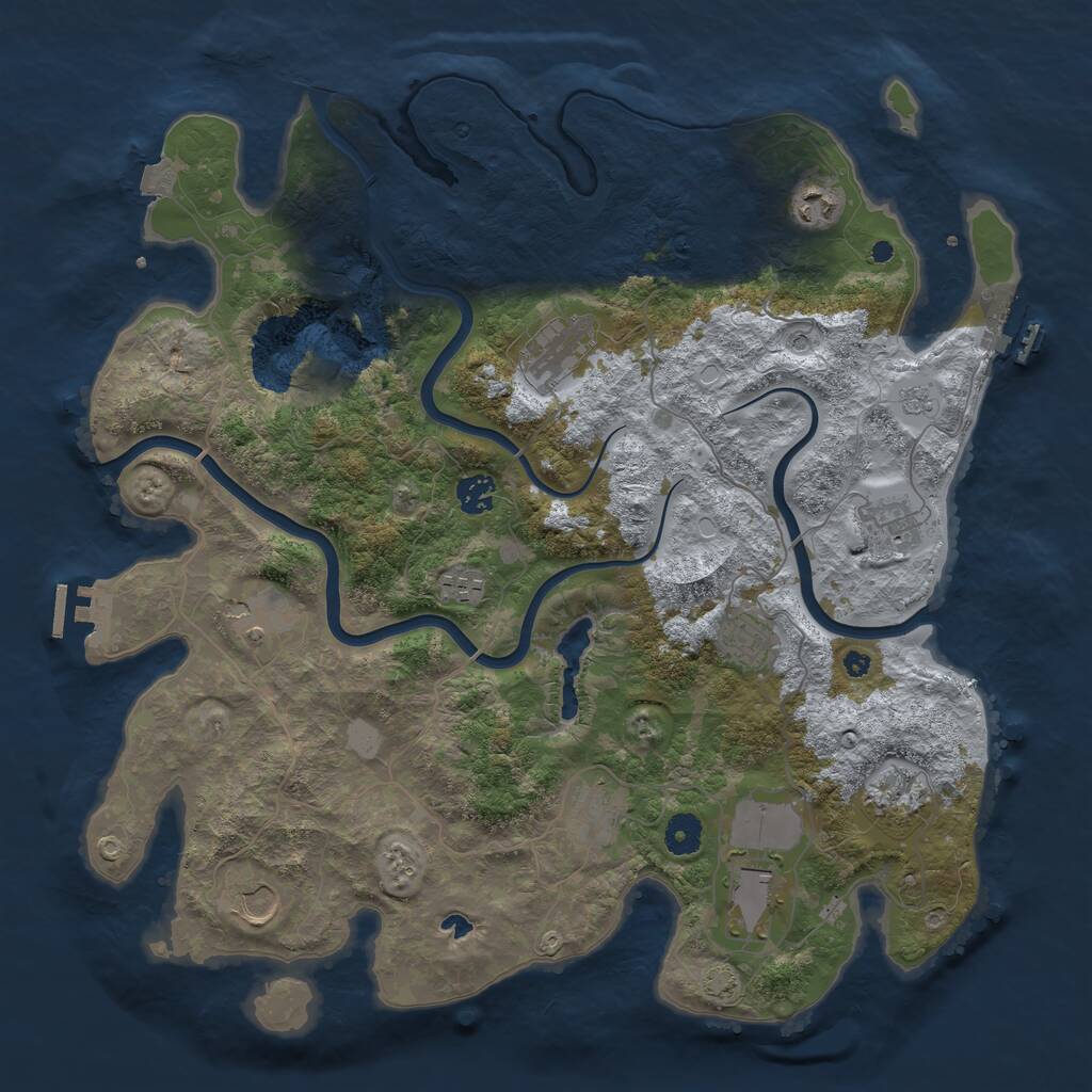 Rust Map: Procedural Map, Size: 4100, Seed: 27918, 17 Monuments