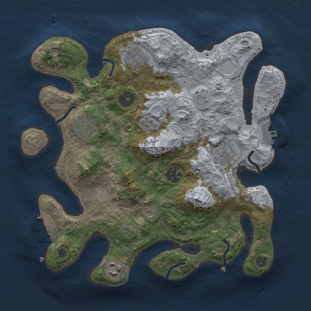 Rust Map: Procedural Map, Size: 3000, Seed: 23180, 15 Monuments