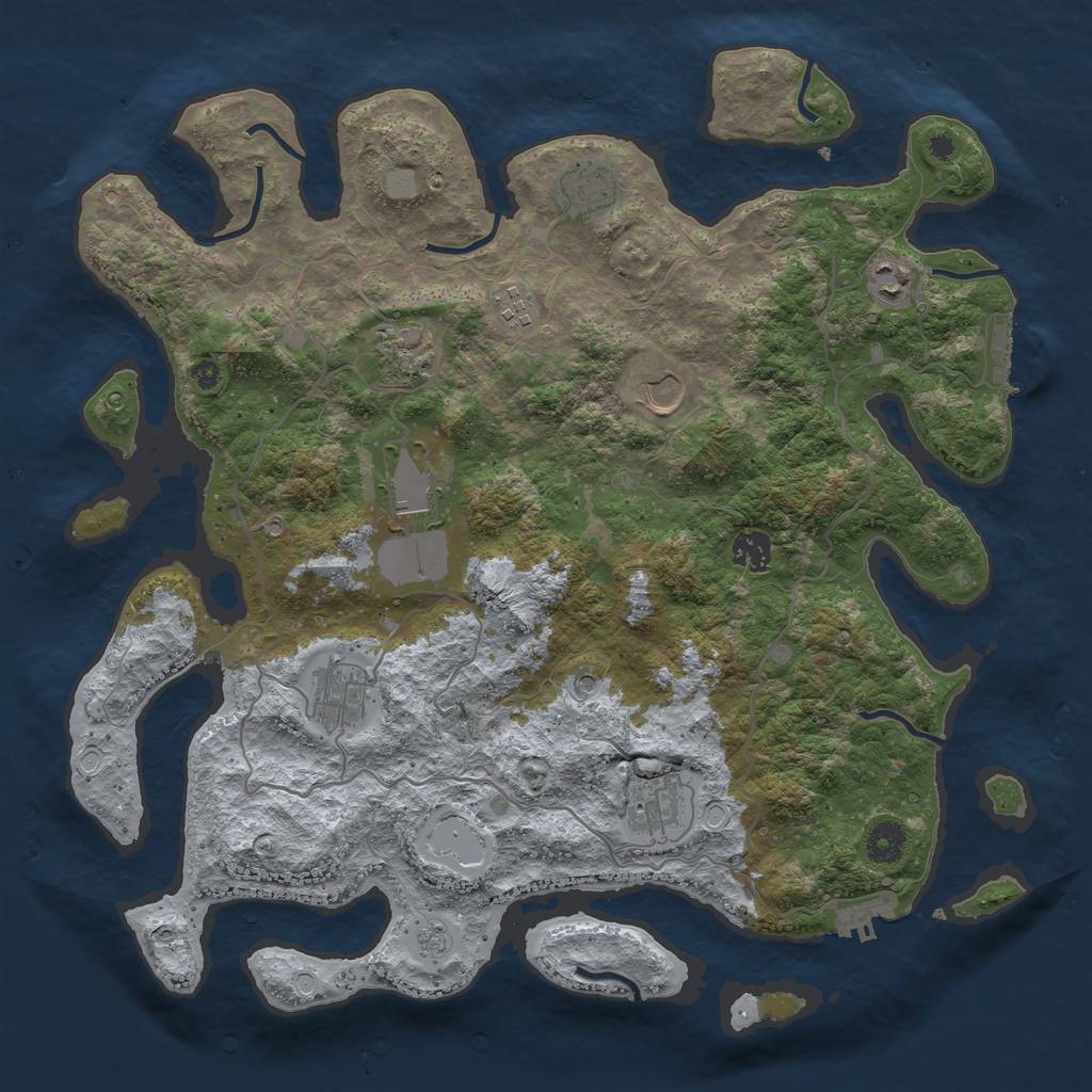 Rust Map: Procedural Map, Size: 4000, Seed: 420711690, 18 Monuments