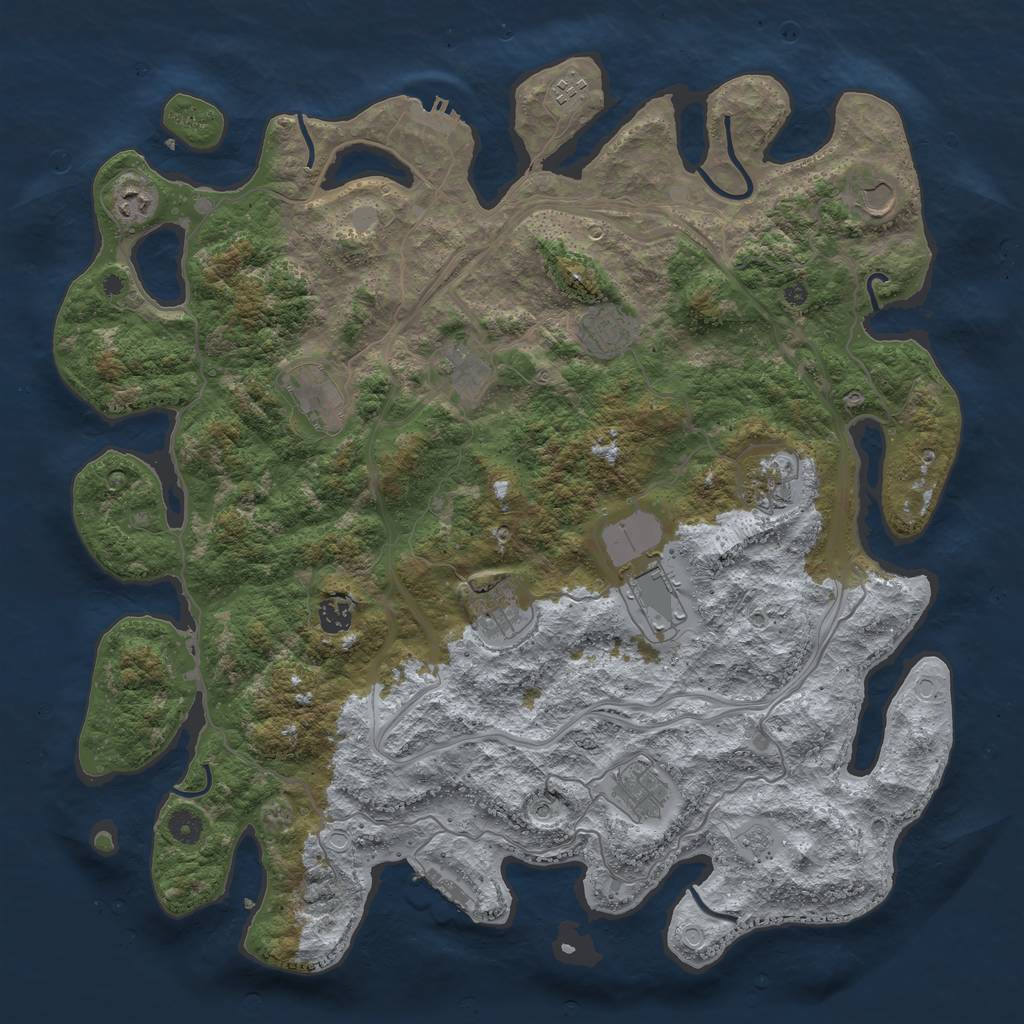 Rust Map: Procedural Map, Size: 4500, Seed: 1999215791, 20 Monuments