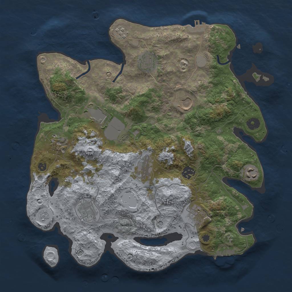 Rust Map: Procedural Map, Size: 3500, Seed: 269420846, 19 Monuments