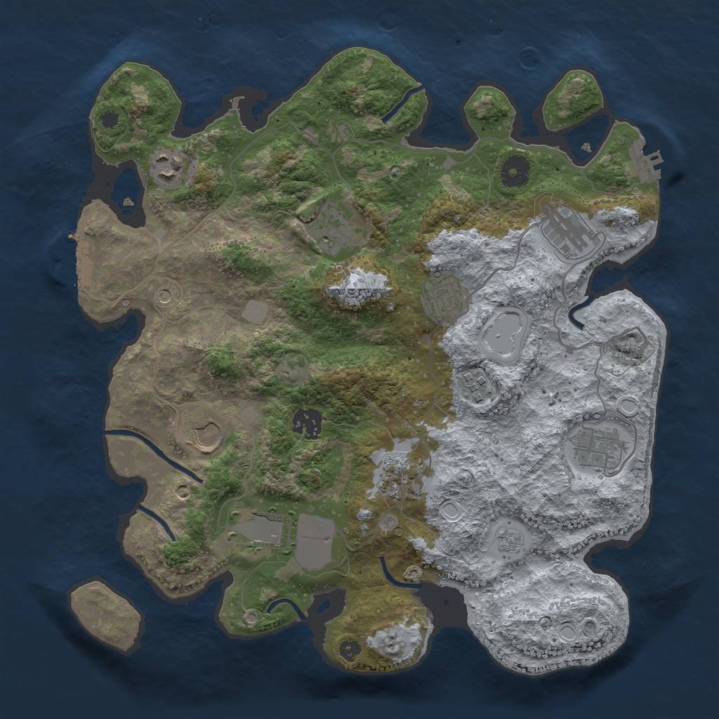 Rust Map: Procedural Map, Size: 3500, Seed: 200432109, 19 Monuments