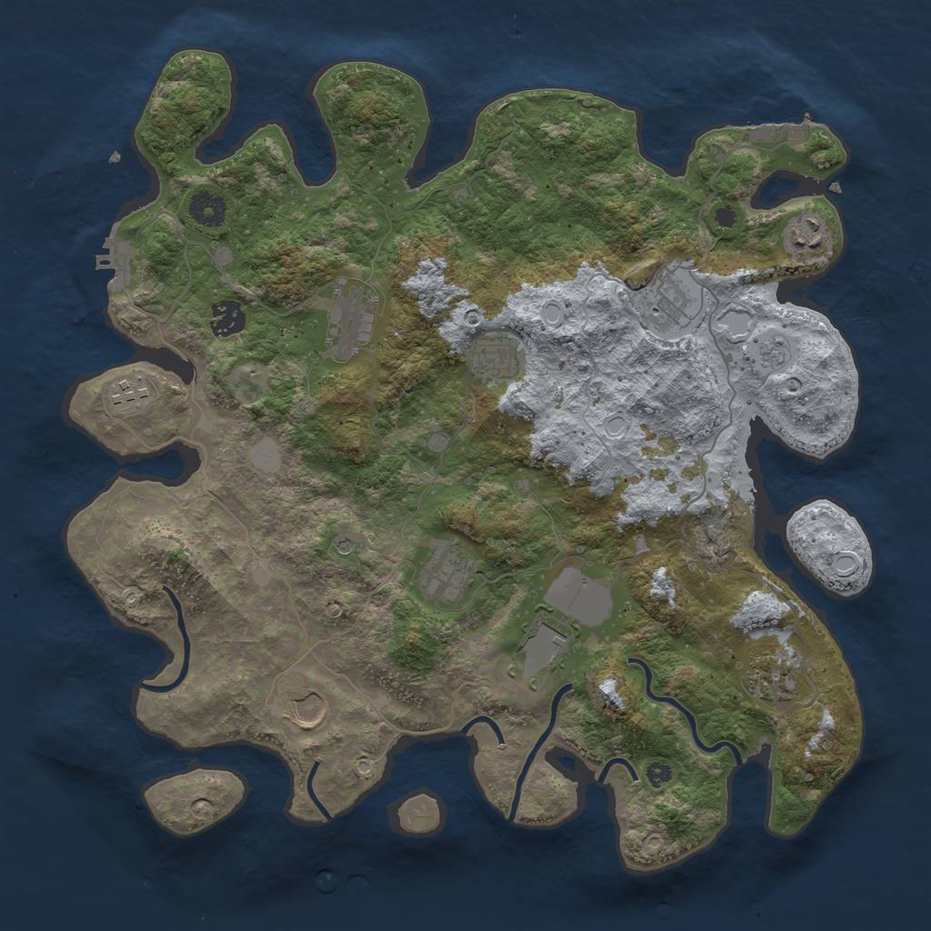 Rust Map: Procedural Map, Size: 3800, Seed: 1759896102, 19 Monuments