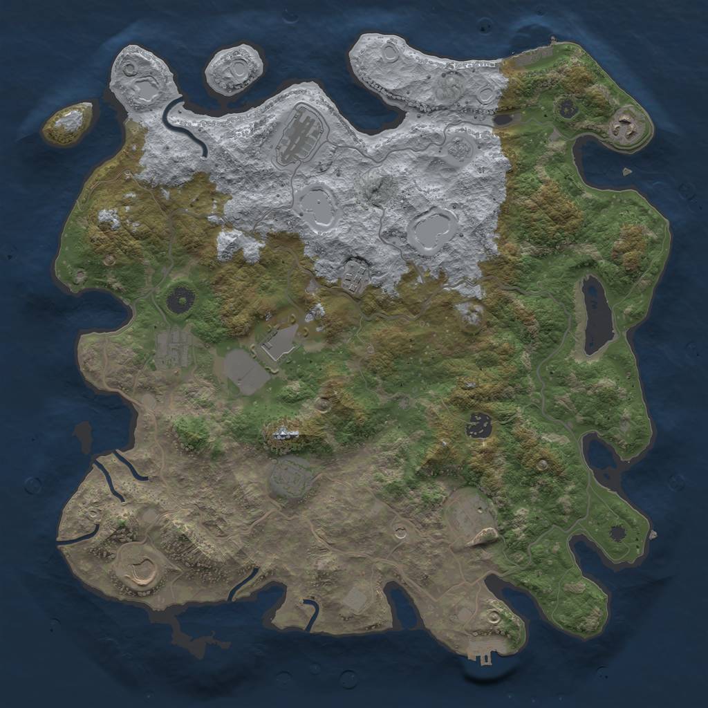 Rust Map: Procedural Map, Size: 4000, Seed: 76891322, 18 Monuments