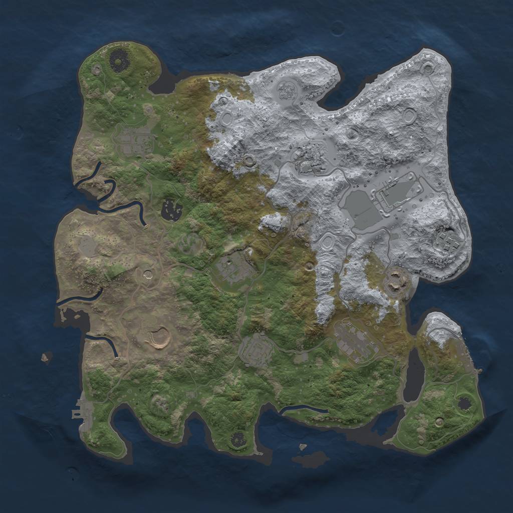 Rust Map: Procedural Map, Size: 3500, Seed: 951264656, 19 Monuments