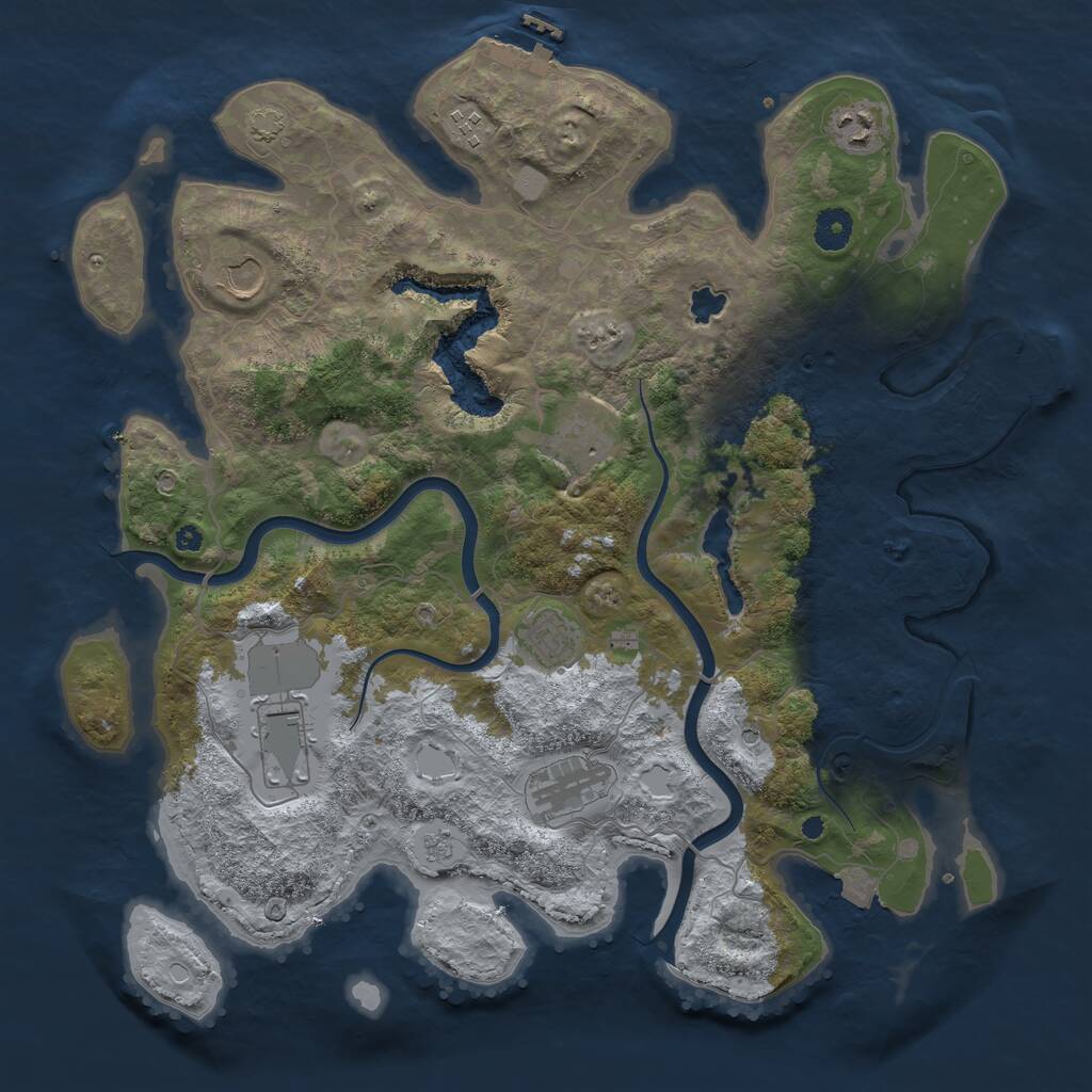 Rust Map: Procedural Map, Size: 4000, Seed: 419669117, 13 Monuments