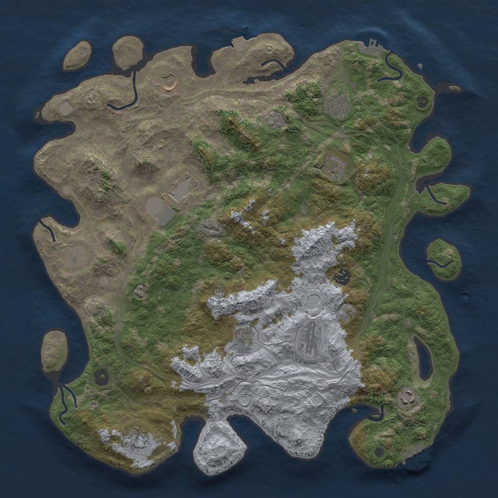 Rust Map: Procedural Map, Size: 4500, Seed: 2070893606, 19 Monuments