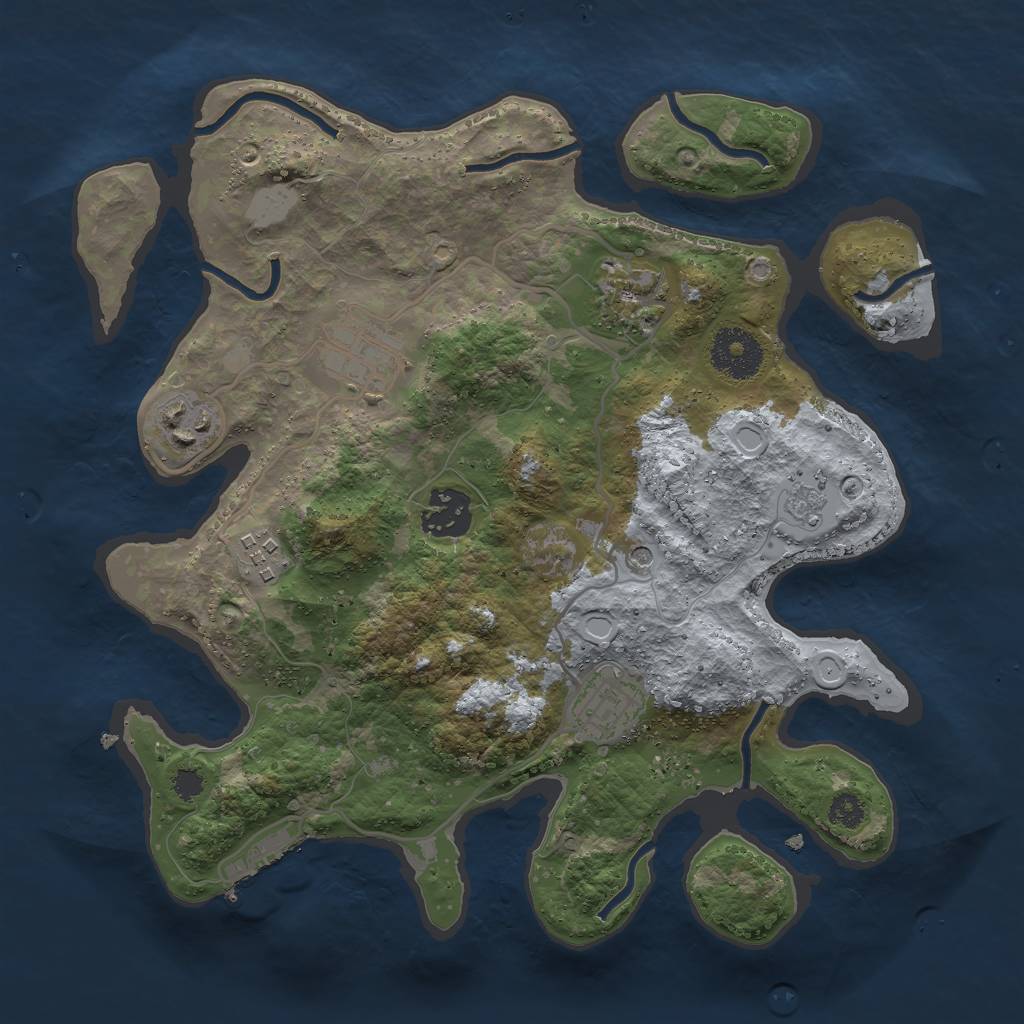 Rust Map: Procedural Map, Size: 3000, Seed: 590080453, 14 Monuments