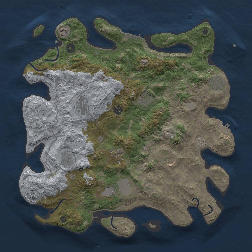 Rust Map: Procedural Map, Size: 4000, Seed: 53356, 19 Monuments