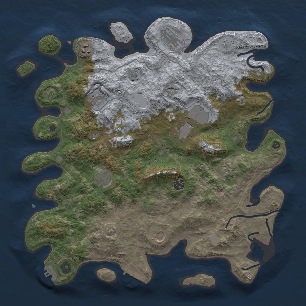 Rust Map: Procedural Map, Size: 4000, Seed: 592969337, 18 Monuments