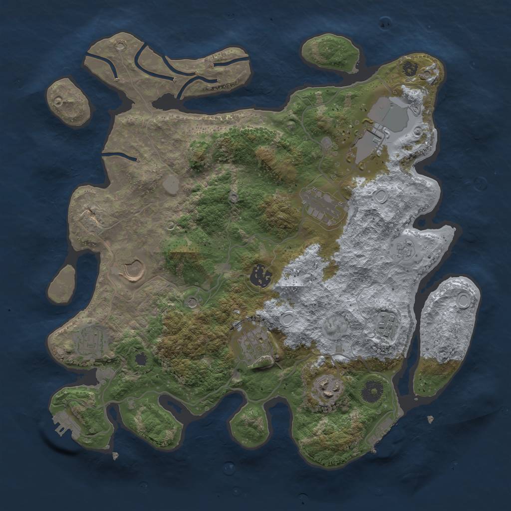 Rust Map: Procedural Map, Size: 3500, Seed: 745838794, 17 Monuments