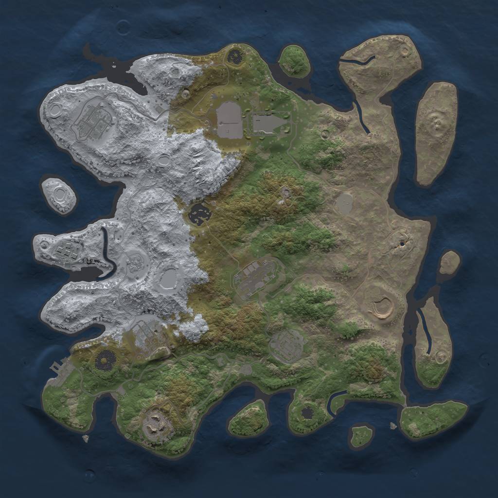 Rust Map: Procedural Map, Size: 3500, Seed: 154151, 16 Monuments