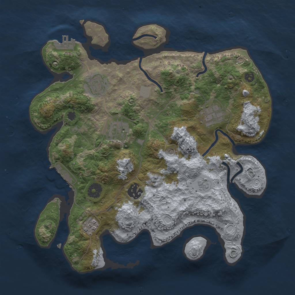 Rust Map: Procedural Map, Size: 3000, Seed: 424166322, 14 Monuments