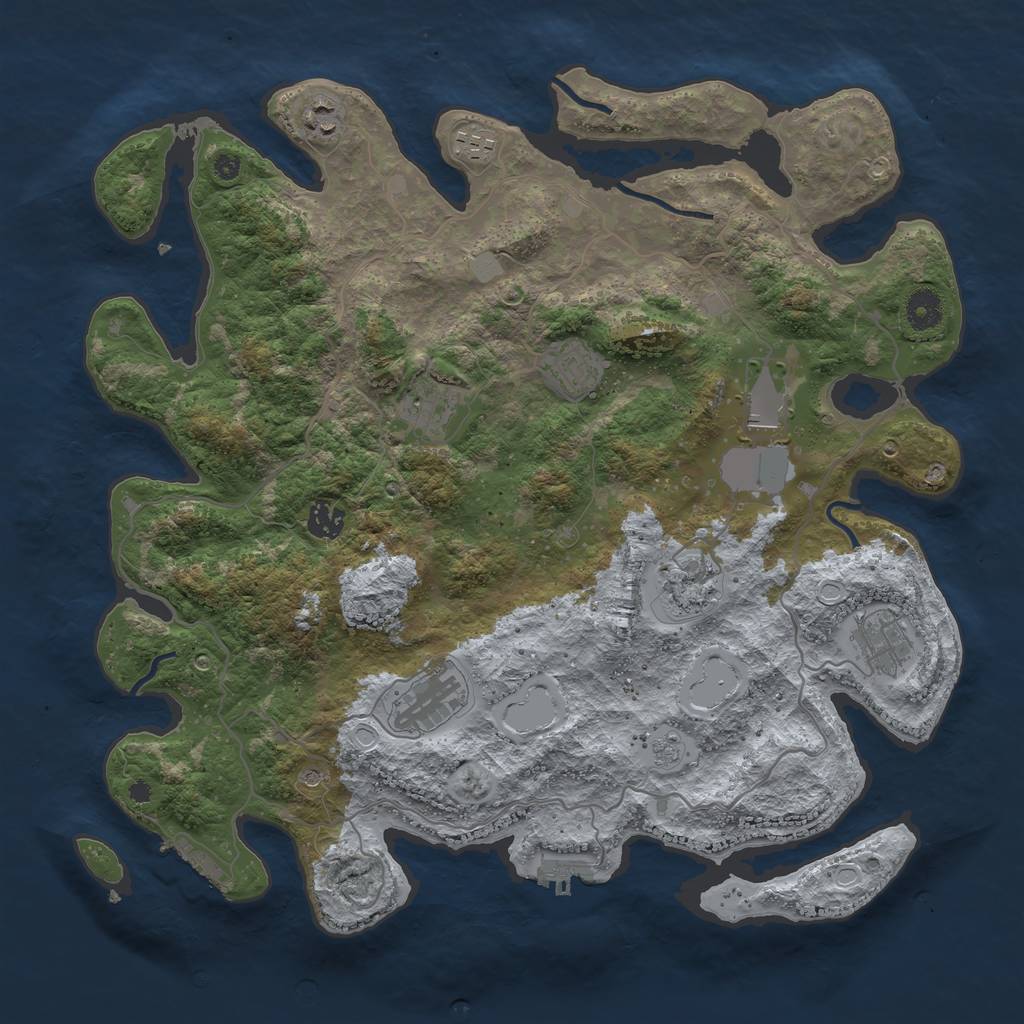 Rust Map: Procedural Map, Size: 4000, Seed: 696196, 18 Monuments
