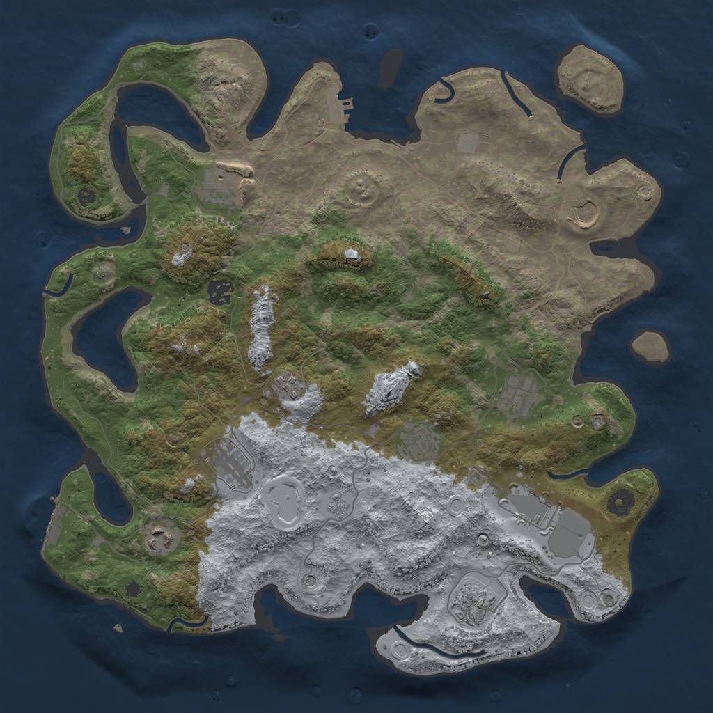 Rust Map: Procedural Map, Size: 3959, Seed: 13822, 19 Monuments