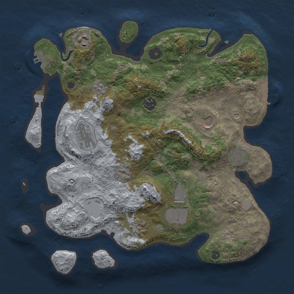 Rust Map: Procedural Map, Size: 3500, Seed: 1155214219, 17 Monuments