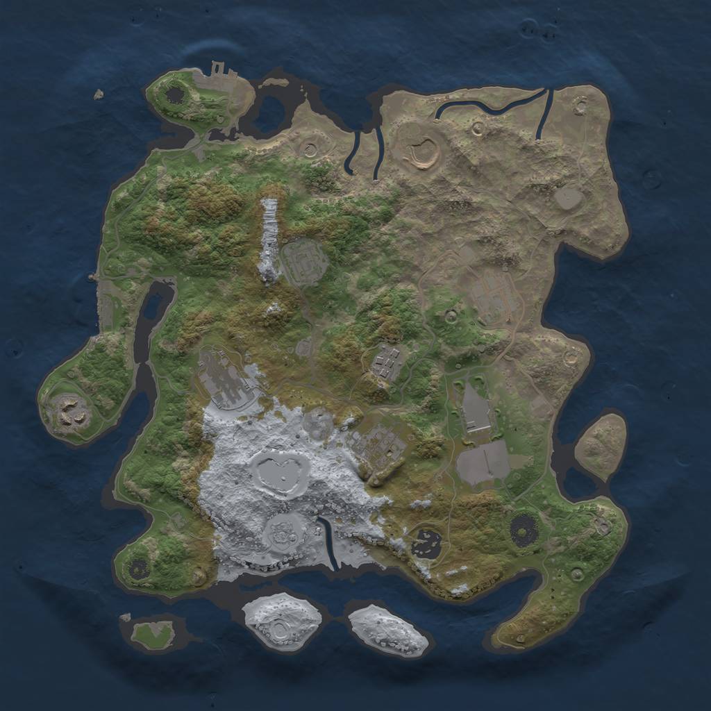 Rust Map: Procedural Map, Size: 3500, Seed: 666999, 18 Monuments