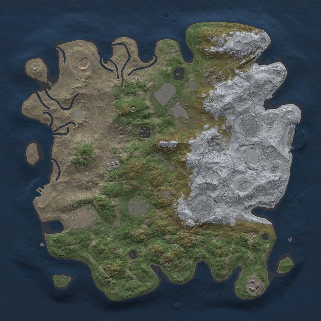 Rust Map: Procedural Map, Size: 3800, Seed: 132801, 19 Monuments