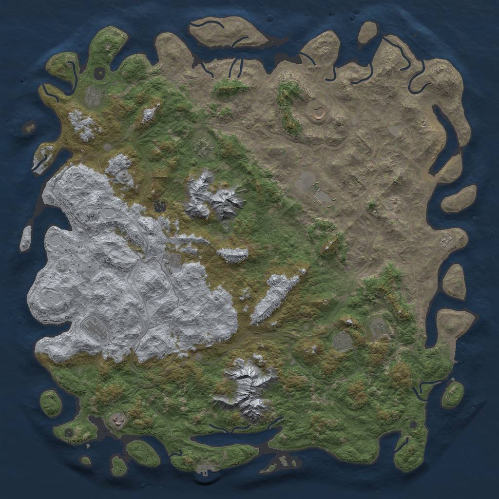 Rust Map: Procedural Map, Size: 6000, Seed: 587191, 20 Monuments