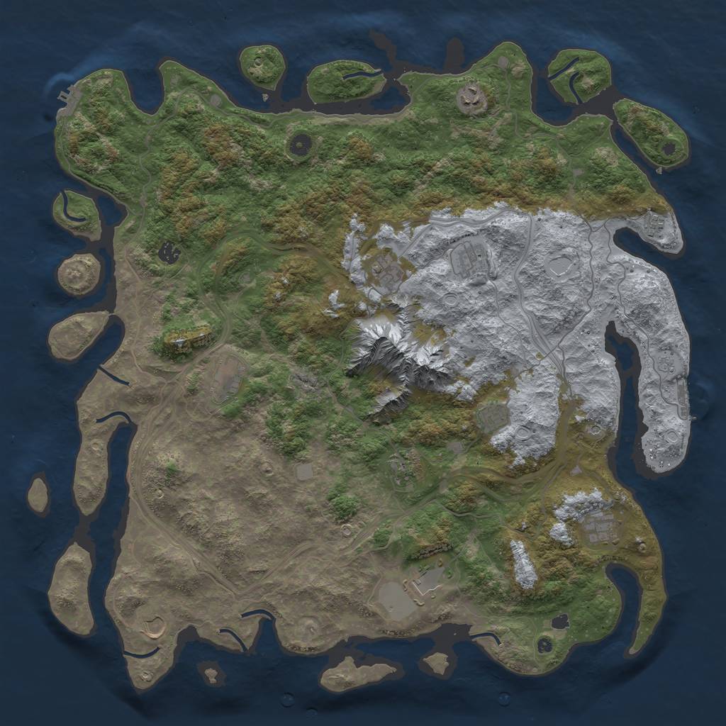Rust Map: Procedural Map, Size: 5000, Seed: 378696628, 20 Monuments